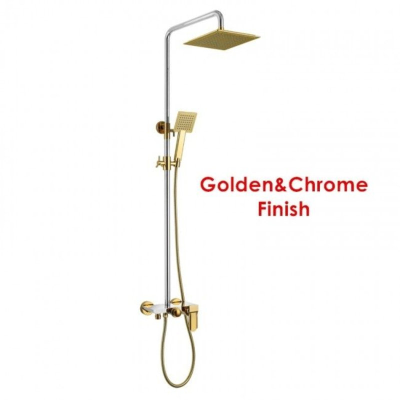 Solid Brass Luxurious Exposed Gold Bathroom Shower Set
