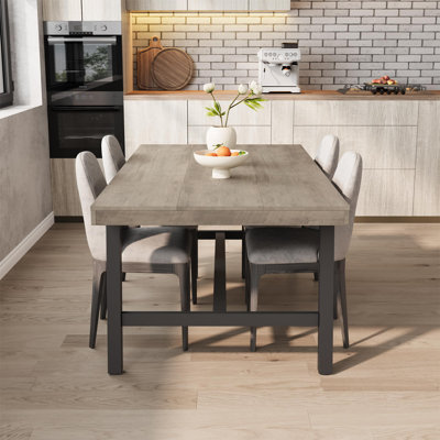 Industrial Dining Table For 6~8 People, 70.87" Long Rectangle Dining Table