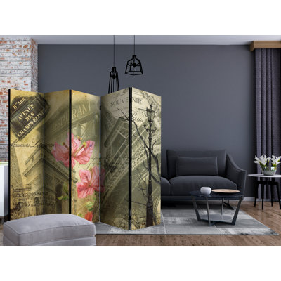 225cm W x 172cm H 5 - Panel Wood Folding Room Divider