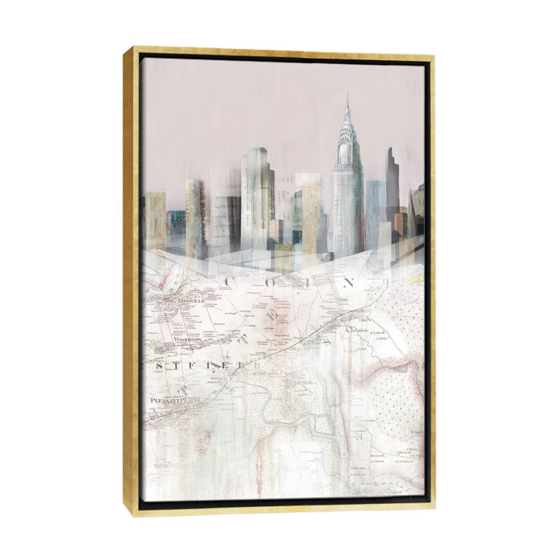 «Blush Manhattan Map II» par Isabelle Z - impression d'art graphique, Aucun mat, H 48 po x l 32 po x P 1,5 po