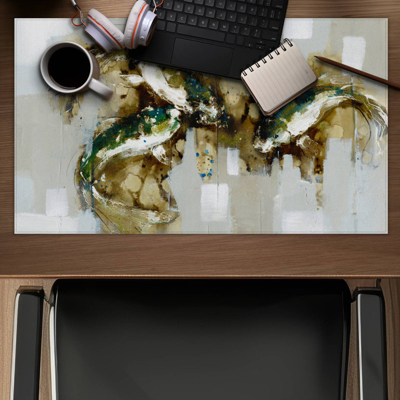 Three abstract koi fish - 14.00"x24.25" Desk mat