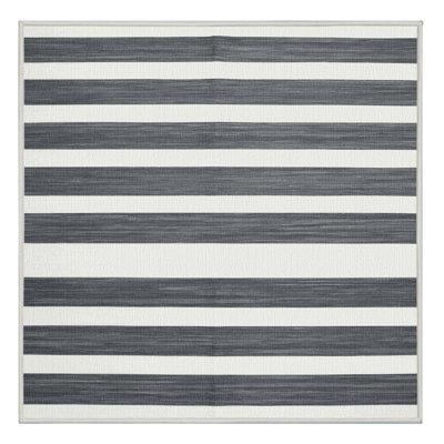 Machine Washable Horizontal Stripes White Area Rug