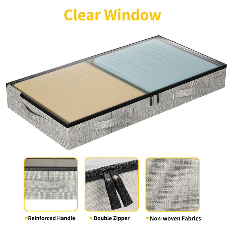 Under Bed Storage Containers, Low Profile Underbed Storage With Sturdy Sidewalls/Bottom 4.5 Inches  4Pack
