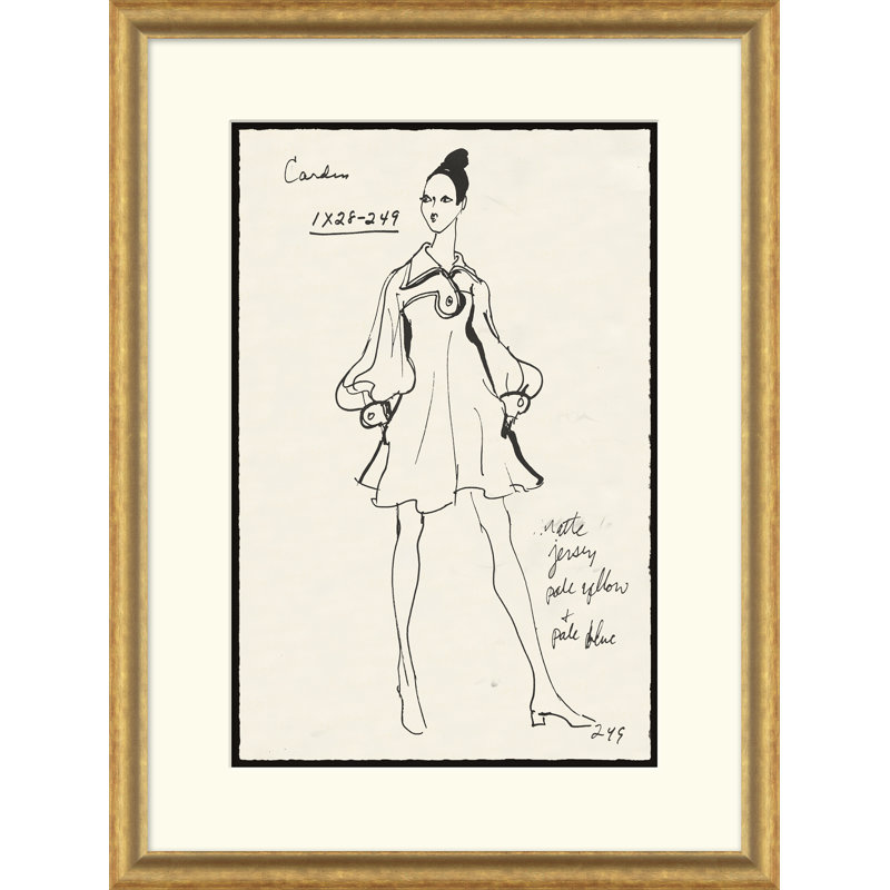 Croquis de mode rétro - cadre unique, impression de dessin sur papier