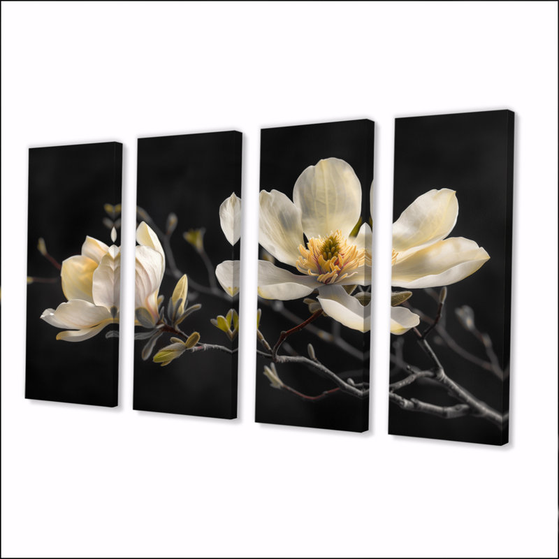 «Rodriguez - Magnolias», ensemble d'art sur toile, H 32 po x l 64 po