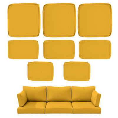 8-Piece Outdoor Cushion Cover Set (Set Of 3 Seats, 5 Backs), Covers Only
