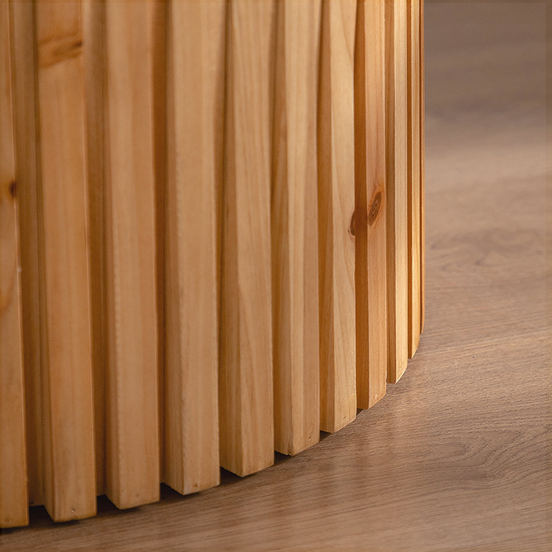 Ensemble de 2 tables basses cylindriques rétro avec motif en relief à texture verticale