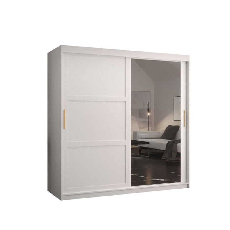Ashwanth Manufactured Wood Wardrobe, White, 200cm H x 180cm W x 62cm D