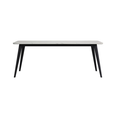 Santoyo Dining Table with White Faux Marble Top in Black