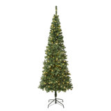 National Tree Company, First Traditions Collection, 6Ft Pre-Lit Artificial Linden Spruce Slim Wrapped Tree, 250 Warm White LED Lights- UL