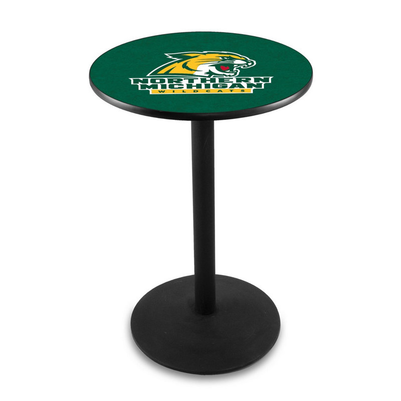 Round Metal Base Dining Table, Black Wrinkle, Northern Michigan University