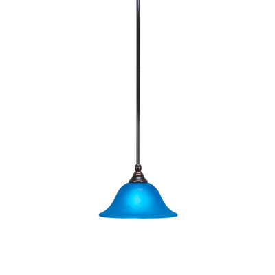 Stem Hung Mini Pendant Shown With 10" Blue Italian Glass