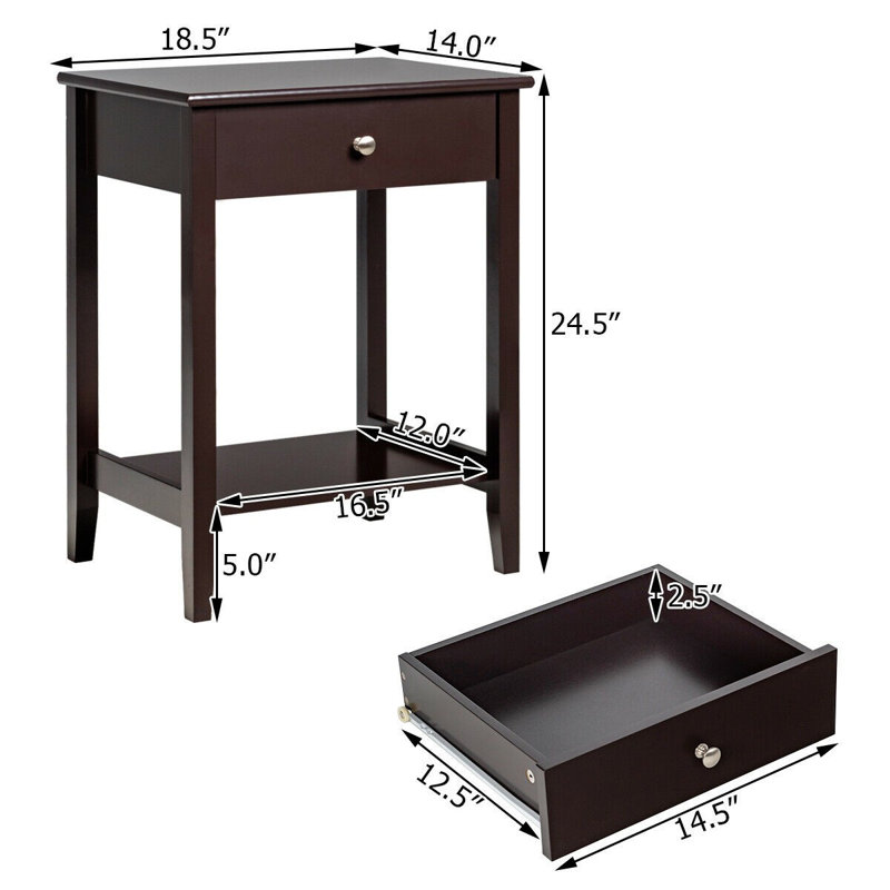 Adris 18.5'' W Nightstand, Brown