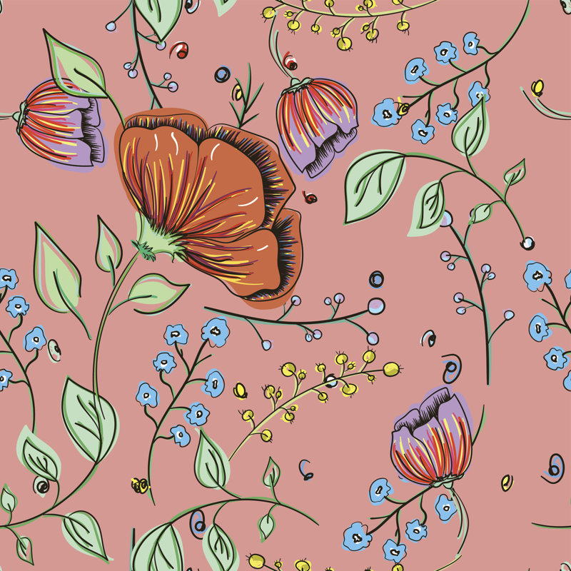 Luper Floral Background by Terbrana - Wrapped Canvas Print, 76cm H x 76cm W x 3.8cm D