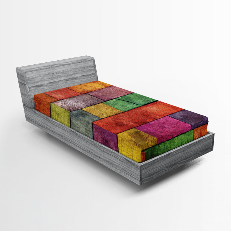 Multicolore Ambesonne, Drap-housse de taille simple