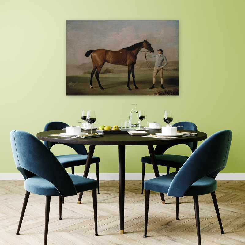 Racehorse And Groom Classic Traditional Abstract Horse Landscape Nature Wall Art Print 1 Piece Wrapped Canvas Wall Art