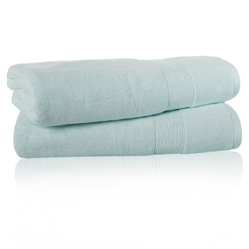 Ensemble de serviettes de bain en coton 2 pièces 100% Low Twist, Bleu ciel