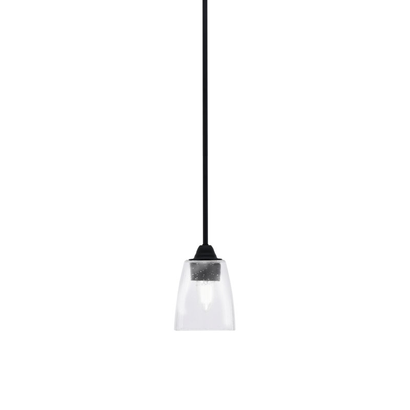 Luminaire suspendu suspendu Paramount au fini noir mat avec verre carré transparent de 4,5 po