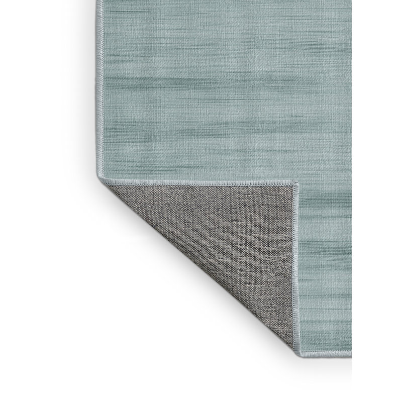 Tapis bleu uni lavable à la machine, Rond 7 pi