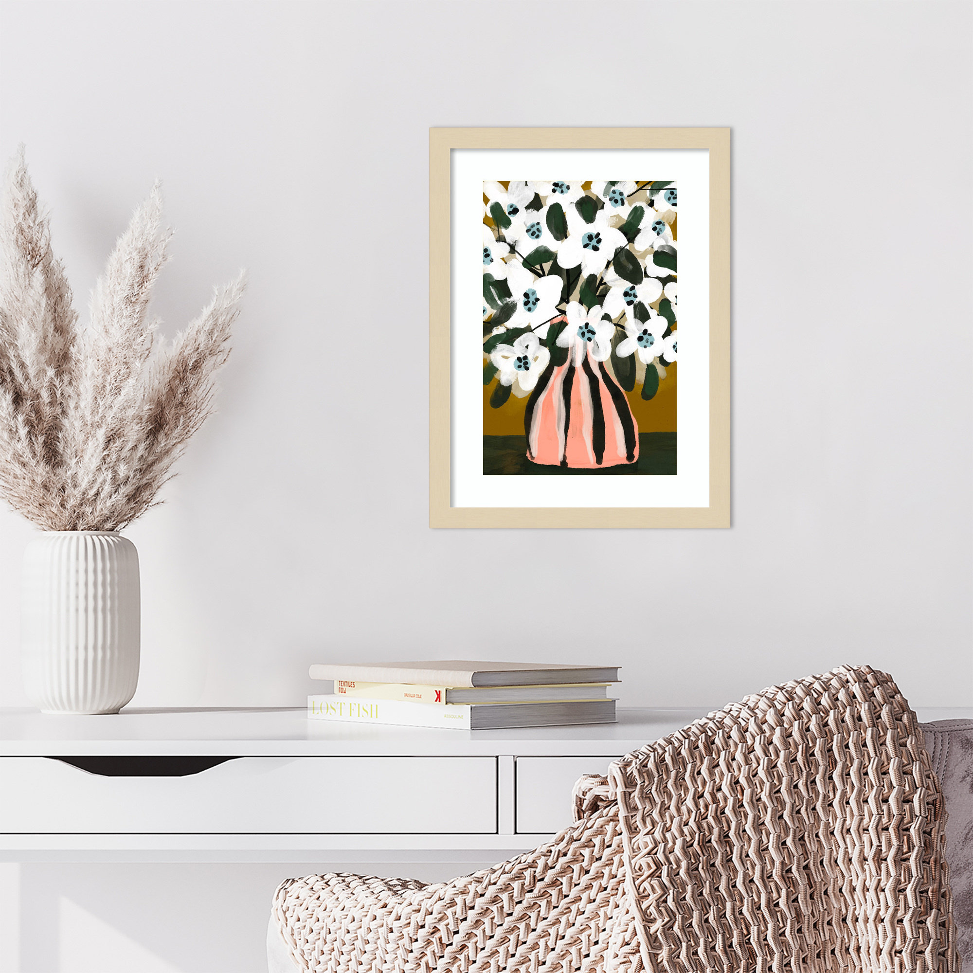 Pastel Flower Impression No 9 by Treechild Wood Framed Wall Art Print, 17" H x 13" W, Brown
