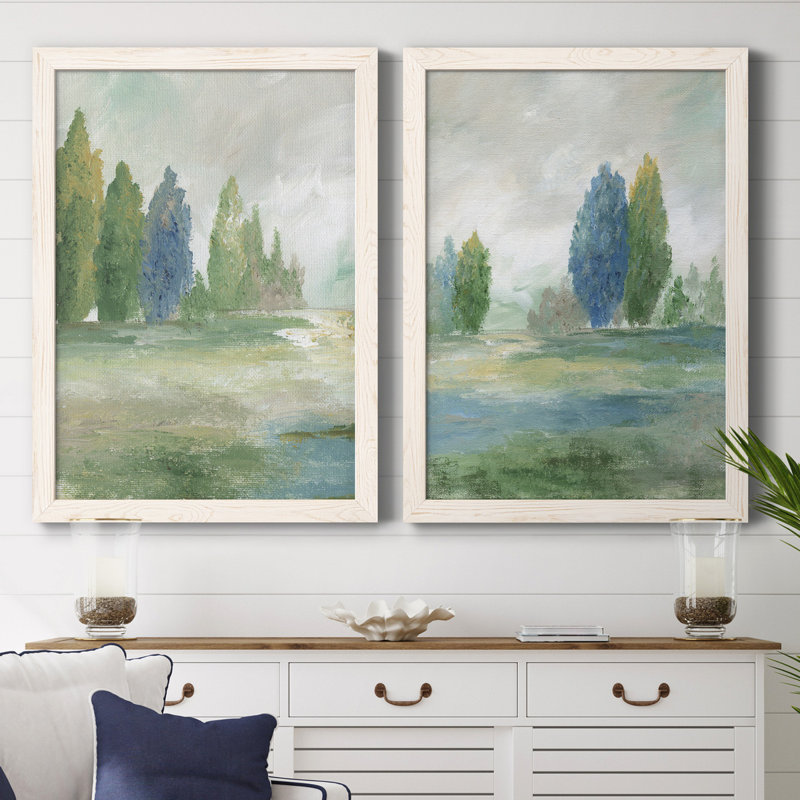 Jeweled Valley I - Ensemble de 2 reproductions d'art, H 44 po x l 31 po x P 1 po, Toile encadrée, White