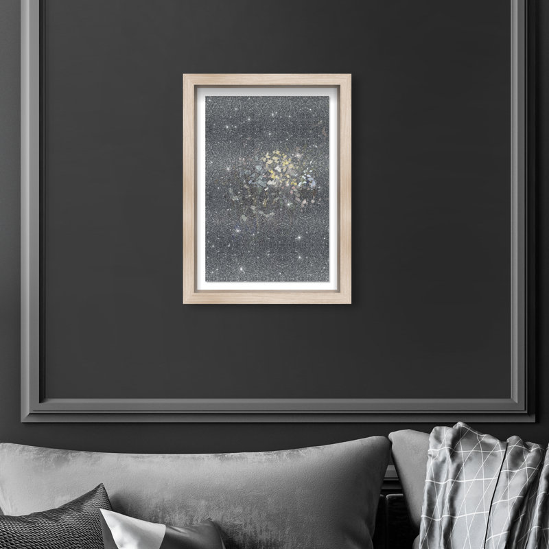 Midnight Flowers Framed Graphic Art, 11.5"H x 16.5"W, Natural Oak Shadowbox