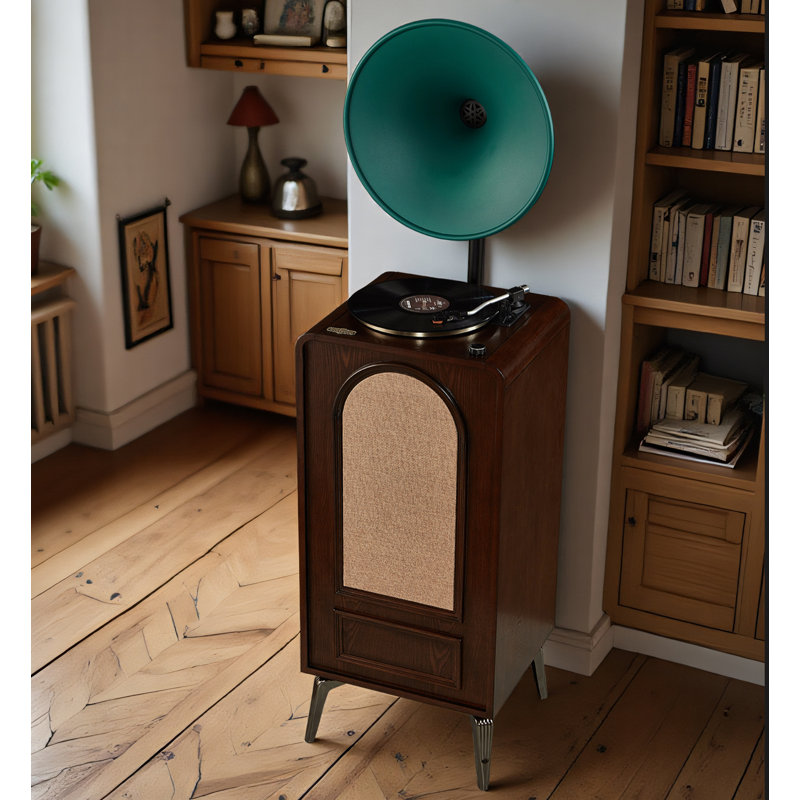 Tourne-disque audio moderne en bois d'hévéa Bluetooth