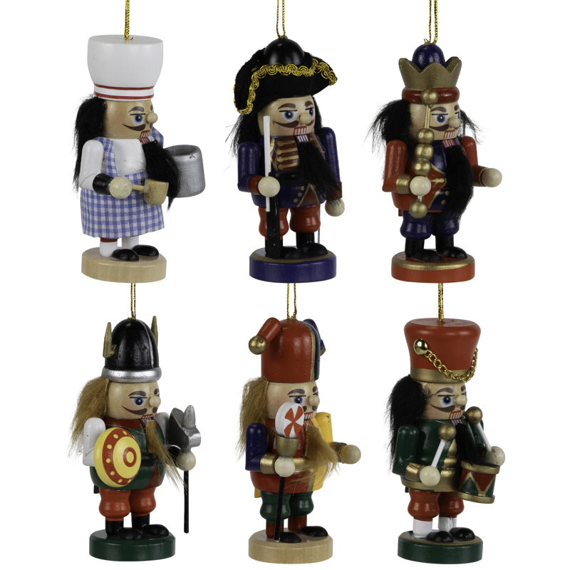 Professional Nutcracker Christmas Ornaments - 4" - Set Of 6 - Multicolor
