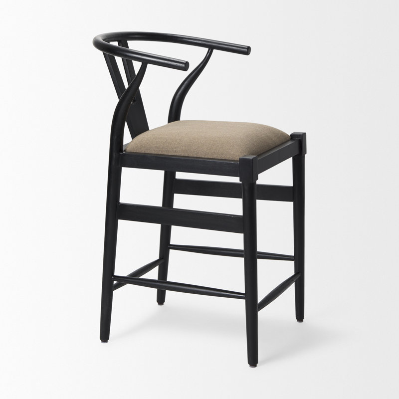 Tabouret de bar et de comptoir Parina, Tabouret de comptoir (siège d'une hauteur de 26,2, Noir/gris