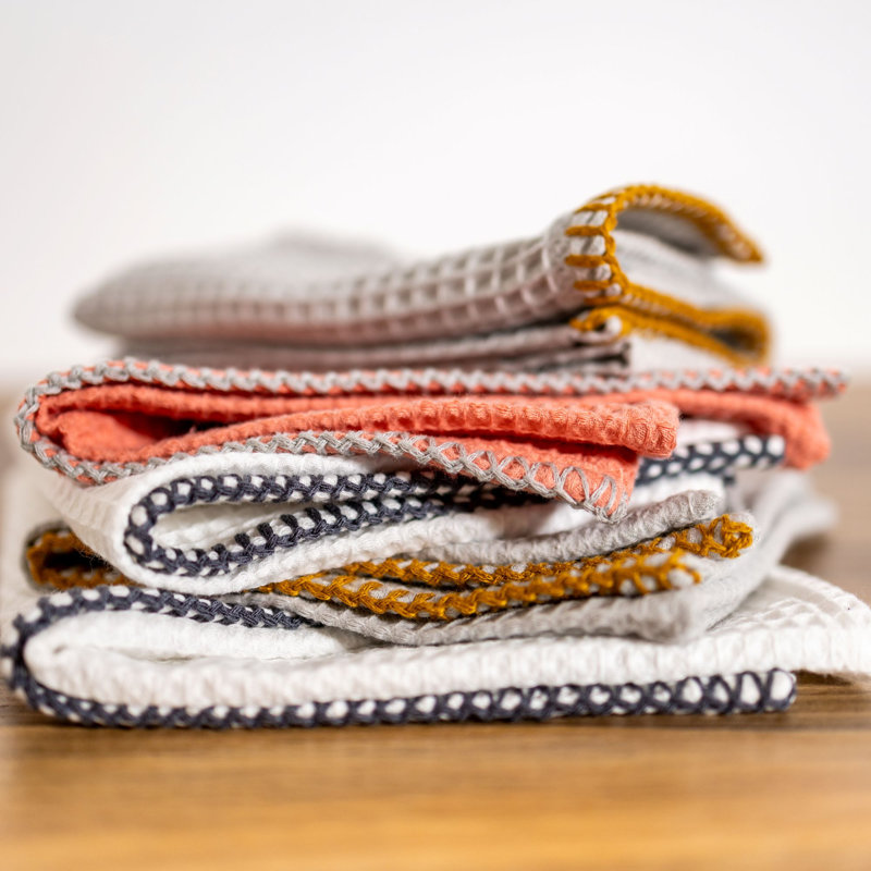 100% Waffle Cotton Kitchen Towel 3 Color Set Bale Absorbent Durable Multiusage in Kitchen Bath
