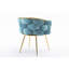 Chaise simple de luxe moderne pour chambre à coucher comme tabouret de commode ou dossier de table de manucure, bleu, deux pièces, velours doux et intérieur en coton confortable, pied de lit anti-rayures doré-121094171