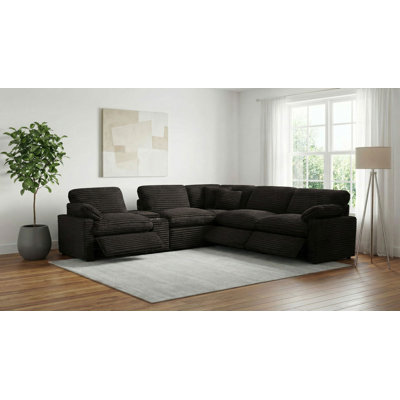 Canapé modulaire inclinable électrique brun chocolat 6 pièces Orton