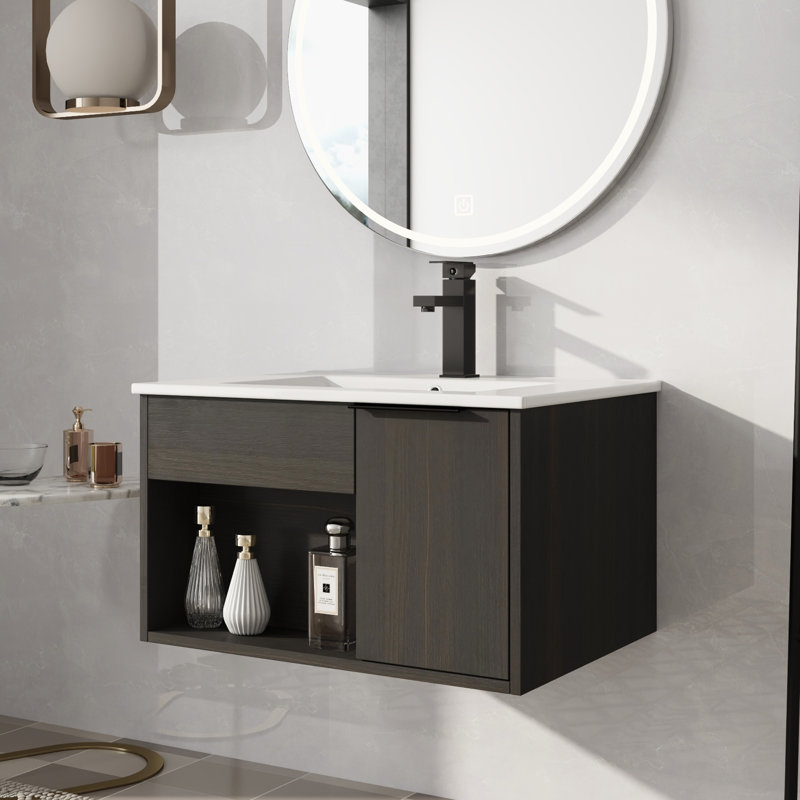 Meuble-lavabo mural 24 po avec lavabo en céramique, 24"