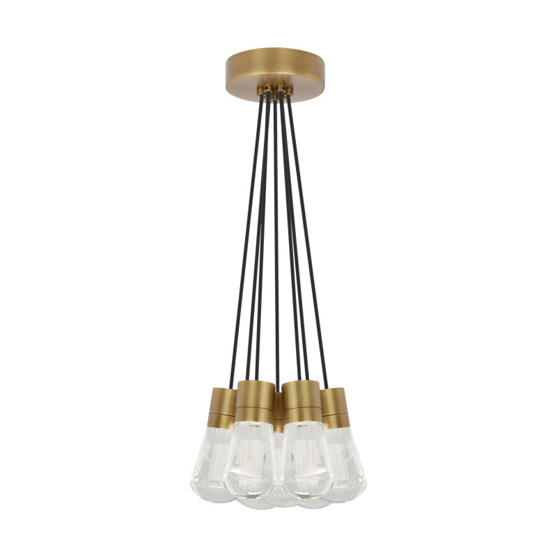 Alva LED Pendant, 151.6" H x 7.1" W x 14" D, Natural Brass/Black, 7