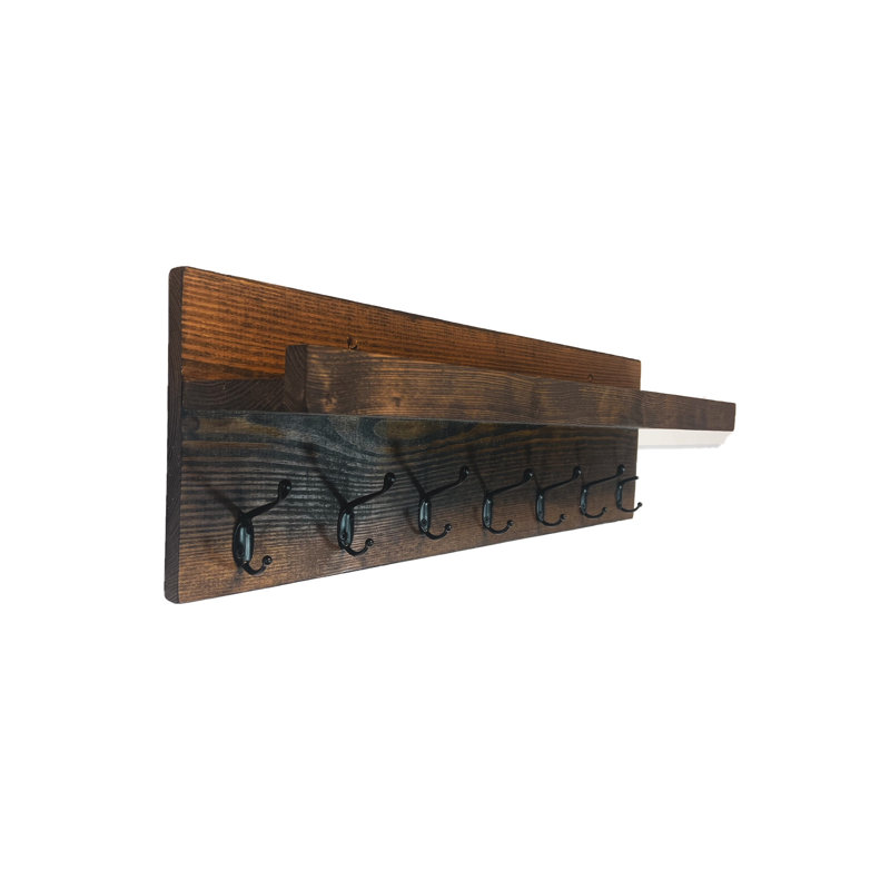Solid Wood 7 - Hook Wall Mounted Coat Rack