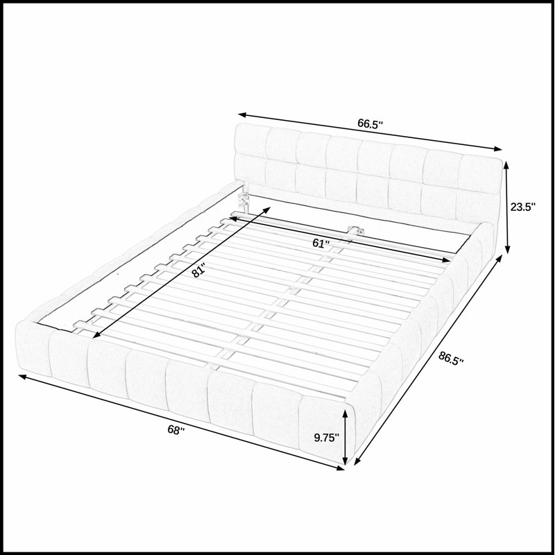 Structure de lit rembourrée en tissu chenille épais et tête de lit confortable pour un sommeil amélioré et un style moderne