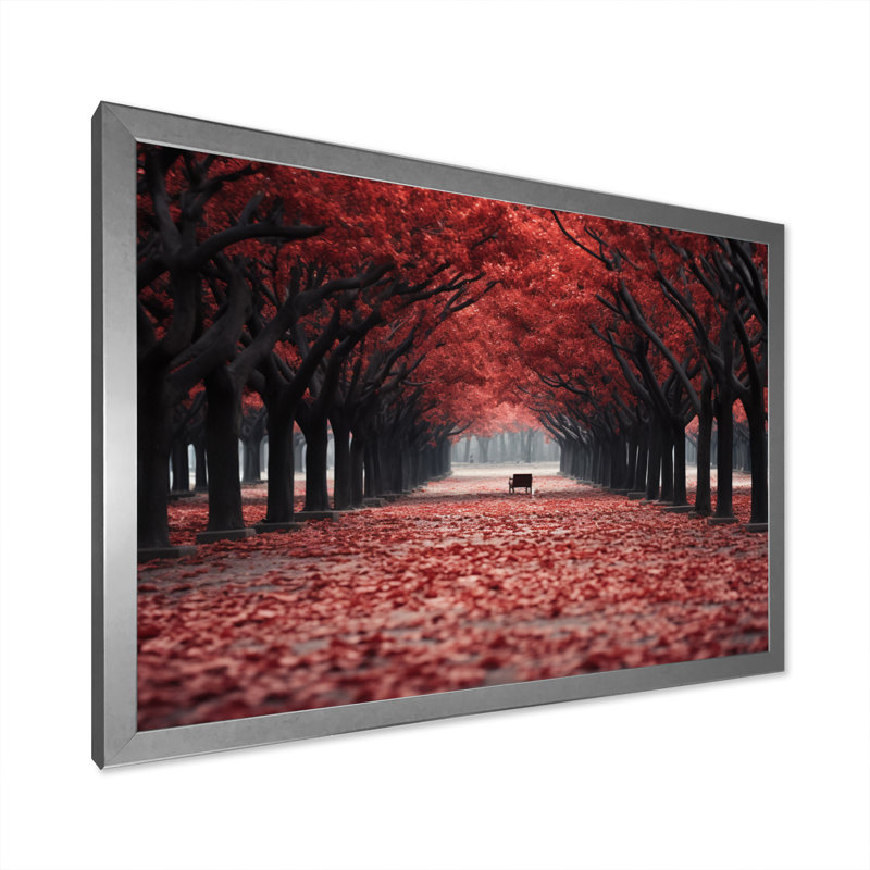Red And Grey Tree Solitude III Framed On Canvas Print, H 12 po x l 20 po x P 1 po, Cadre simple argenté