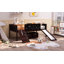Lit mezzanine simple en bois avec deux boîtes de rangement-124917681
