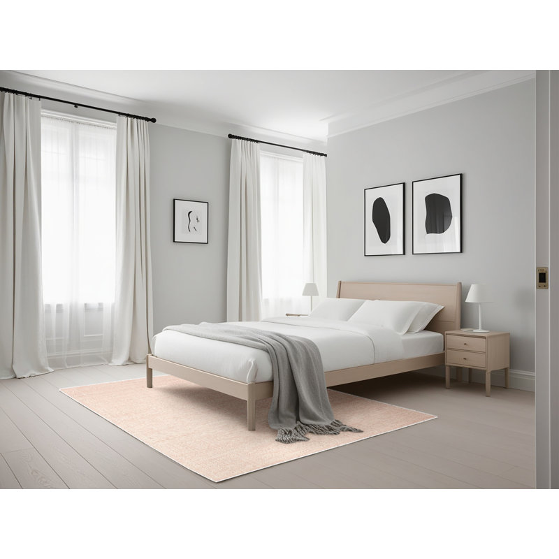 Tapis de zone rose contemporaine, Rectangle 5 pi x 7 pi