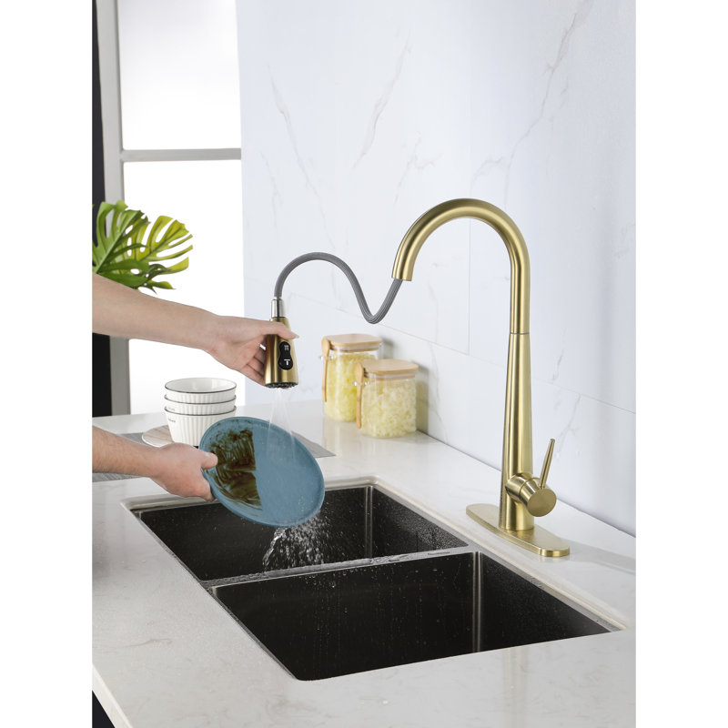 Robinet de cuisine en acier inoxydable Modern, Or brossé