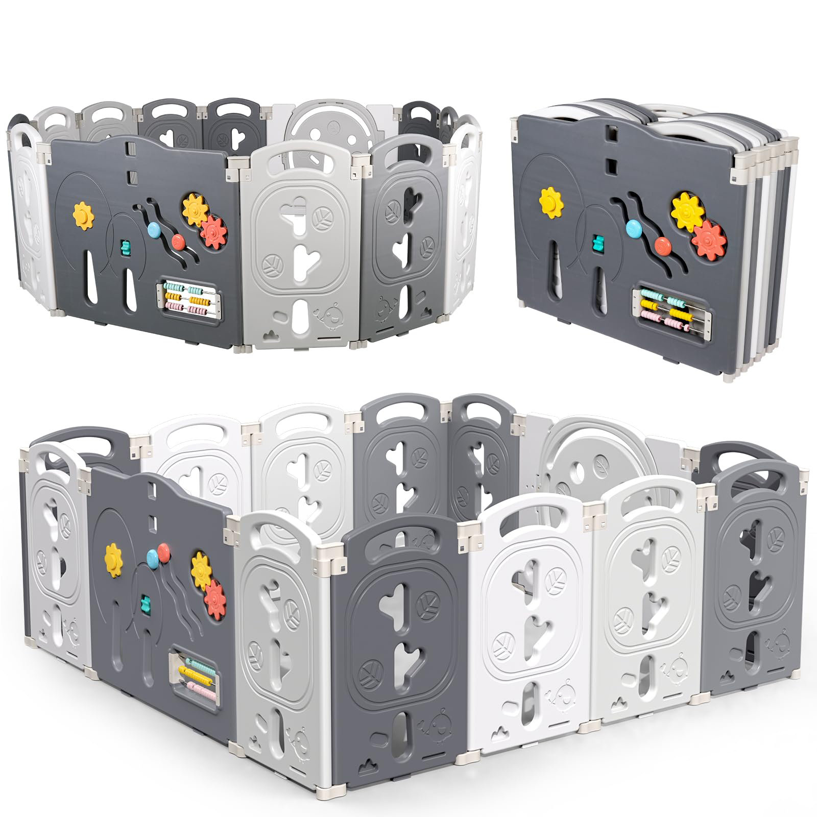 Jovego Baby Gates Safety Gate Baby Playpen 14 Panels Foldable Playpen