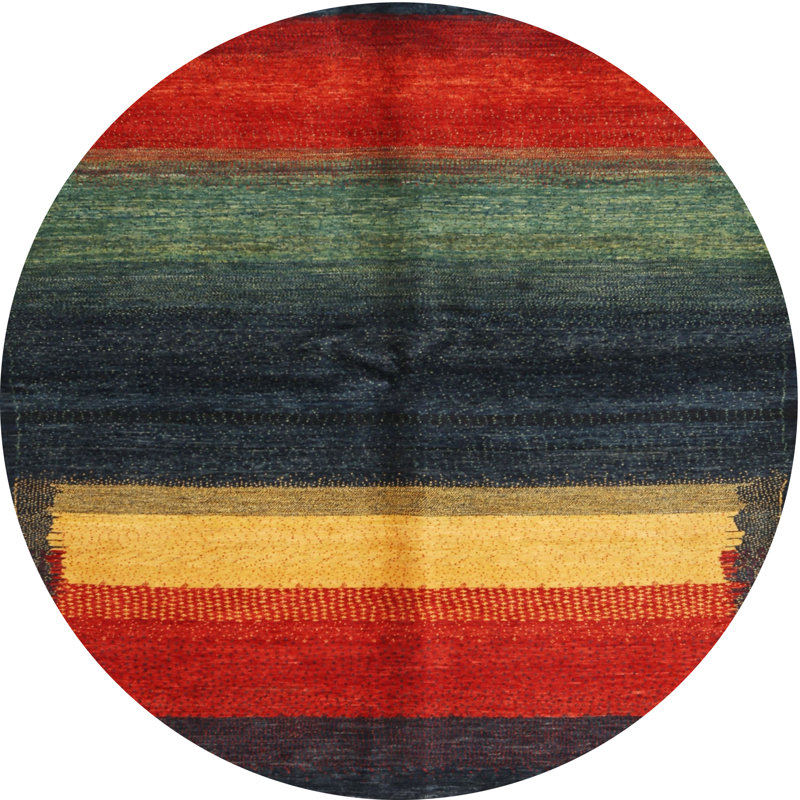 Tapis brun/jaune/gris contemporaine, Rond 3 pi