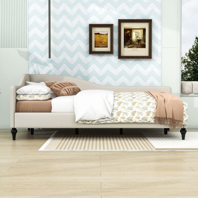 Gabryell L-Shaped Semi-Enclosed Linen Daybed with Slats