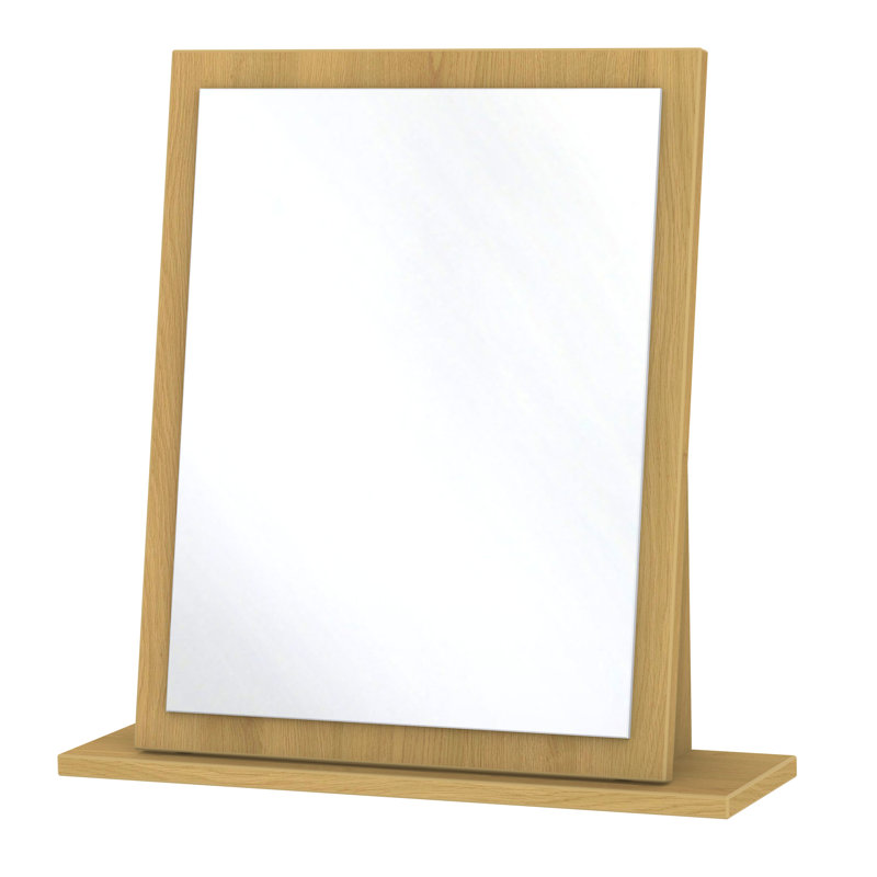 Fully Assembled Grety Dresser Mirror, Modern Oak