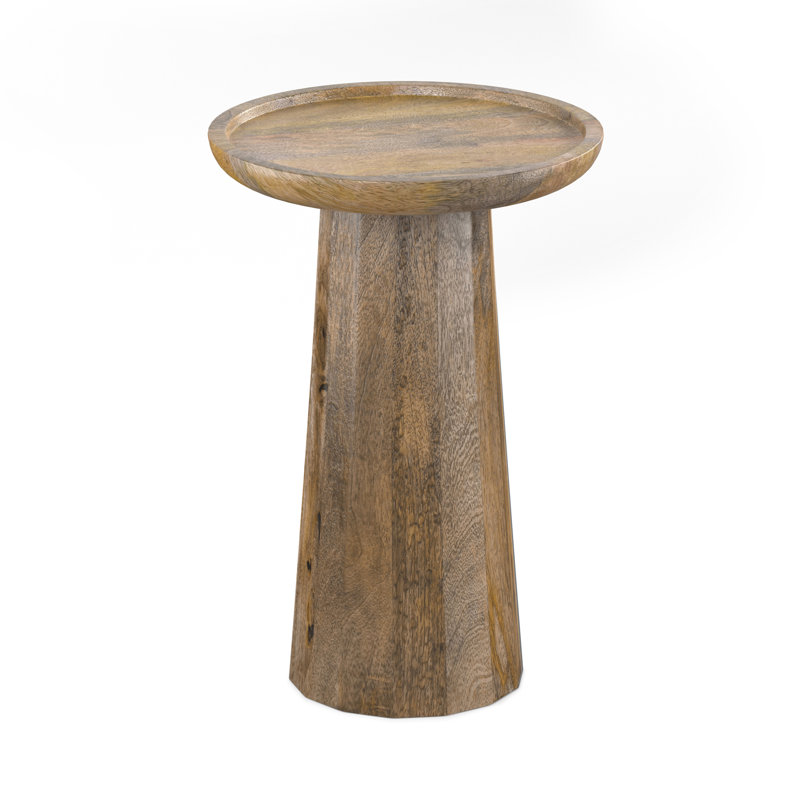 Matney Dayton 13"W Solid Mango Wood Contemporary Round End Table with Textured Finish, Natural