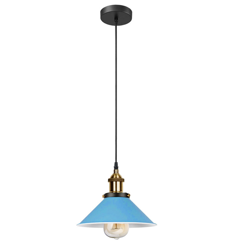 Modern Industrial Cone Pendant Light | Adjustable 1-Light Ceiling Fixture for Kitchen Islands, Dining Areas & Hallways, Blue