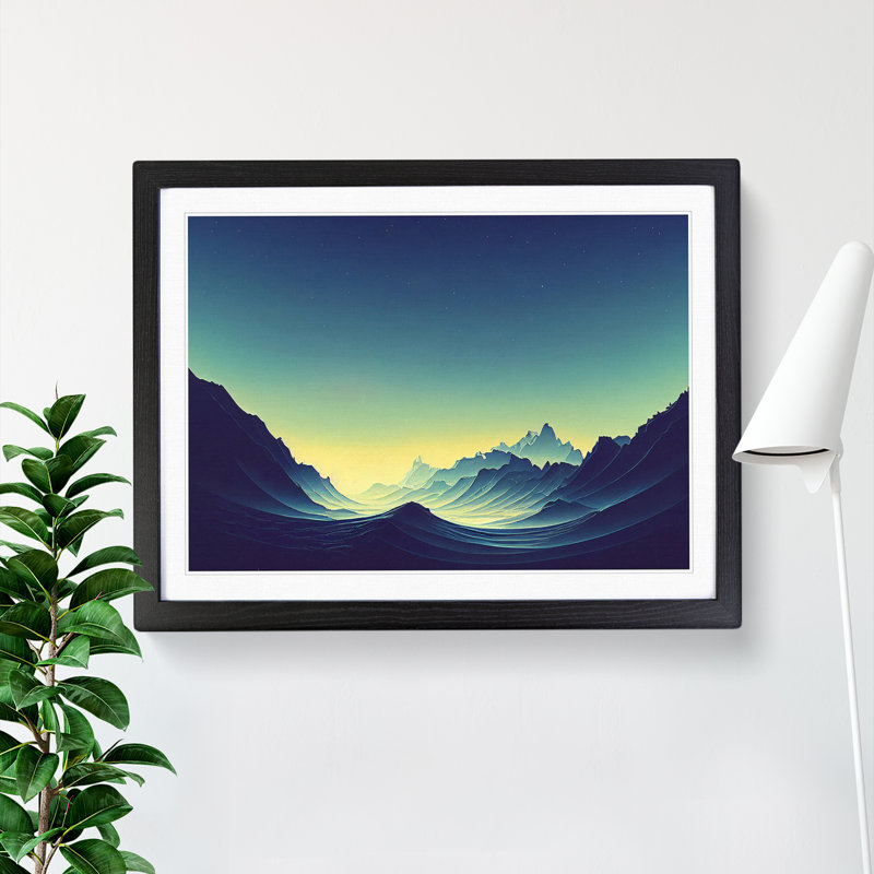 View Of The Mountains - Single Picture Frame Painting, Black, 46cm H x 64cm W x 2cm D