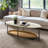 Beaumont Oval Coffee Table, White & Natural Wood Finish