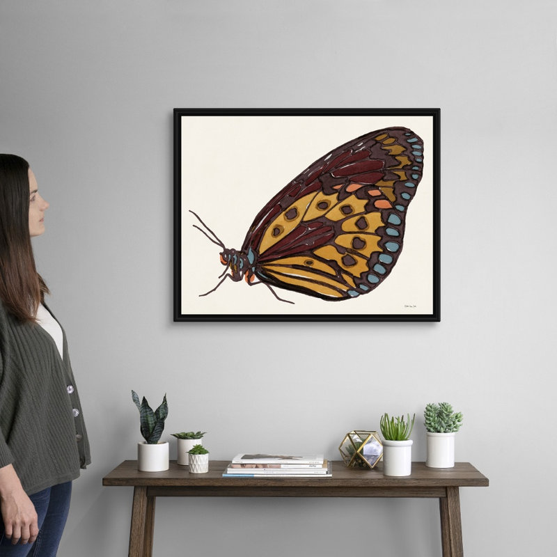 «Papillon 5» par Studio Stellar Design - reproduction d'art sur toile, H 26 po x l 32 po x P 2 po, Toile avec cadre noir