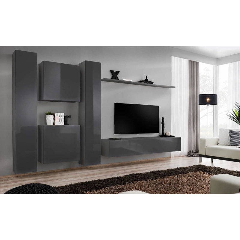 Erneshia TV Stand for TVs up to 70", Graphite Gloss